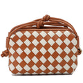 Printdraws Woven Bag Crossbody Bags for Women Small Zipper Closure Handmade Shoulder Purse with Adjustable Strap (Brown)