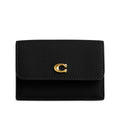 Coach Womens Essential Polished Pebble Mini Trifold Wallet B4/Black One Size
