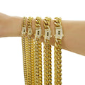 Women's 14K Gold Zircon Monaco Cuban Link Chain