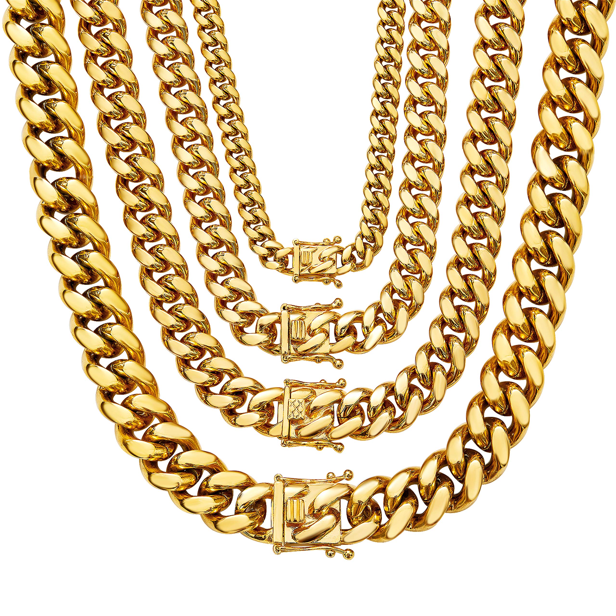 18K Gold Cuban Link Chain Necklace & Bracelet (12MM)