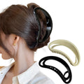 2 Pack Elegant Womens Hair Ties - Curved Hair Clips Strong Large Hair Ties for Thick Hair Suitable for Girls and Women Daily and Party (Black+white)